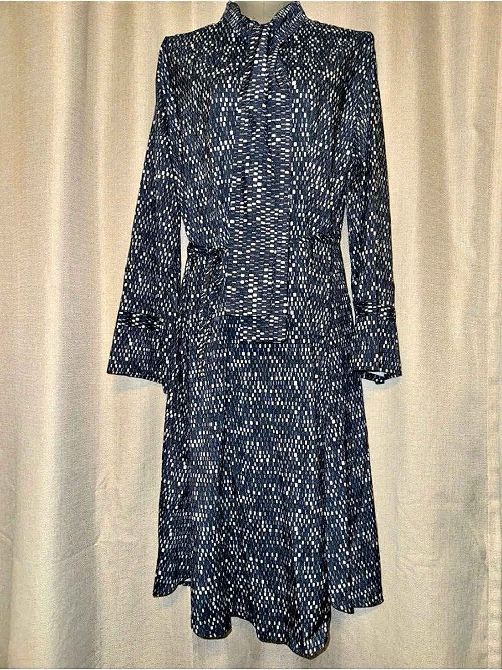 Abstract Midi Dress in Blue & White Like New